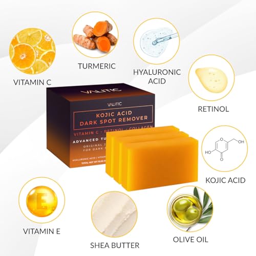 VALITIC Kojic Acid & Turmeric Dark Spot Remover Soap Bars 3 Pack - 3.52 oz each