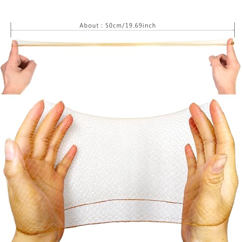 50 Pcs Light Brown Elastic Mesh Hair Nets 20 Inch for Hair Bun & Food Service