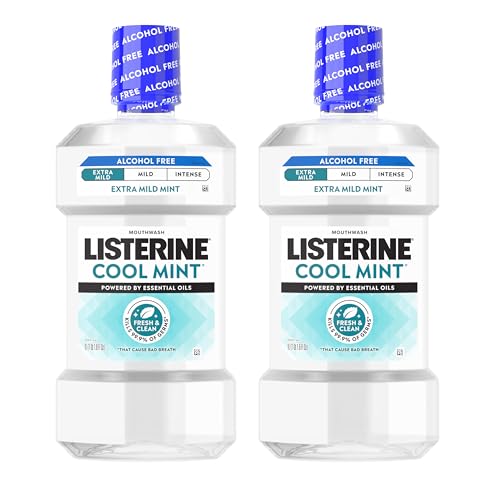 Listerine Extra Mild Alcohol-Free Mouthwash, Cool Mint - 2 x 1L