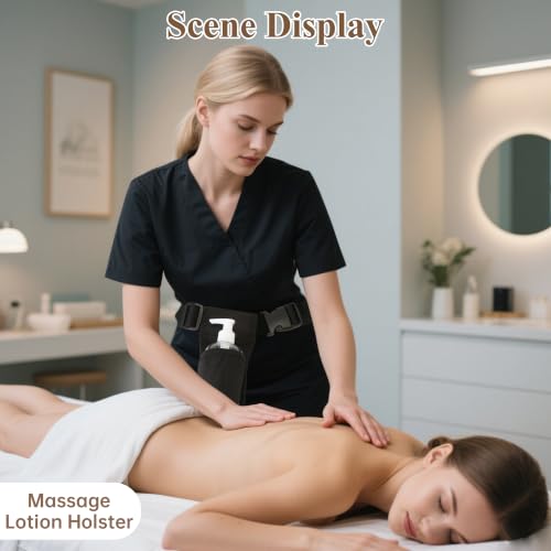 LANLAOER Adjustable Black Lotion Holster Waist Belt for Massage Therapists