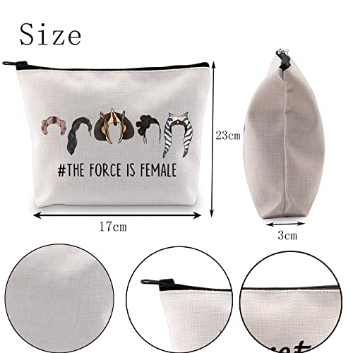 The Force Is Female Canvas Makeup Bag - Durable Travel Cosmetic Organizer