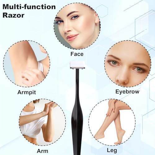 PAGOW 24pcs Eyebrow Razor, T-Shape Facial Razors for Women & Men, Eyebrow Shaper and Shaver with Protective Cover, Eyebrow Trimmer Kit for Face and Eye Brow (Black)