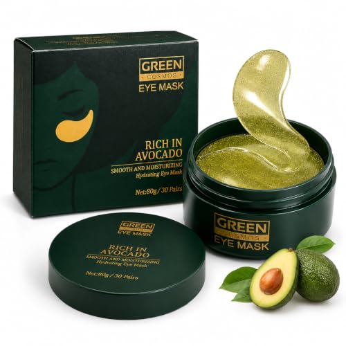Avocado Collagen Eye Patches – Hydrating Under Eye Masks (30 Pairs) Brightening & Puffiness Reduction