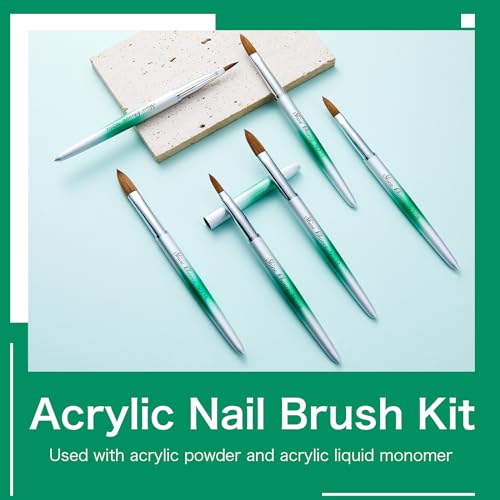 Shine Chance Green 4PCS Acrylic Nail Brush Set Kolinsky Manicure Tools