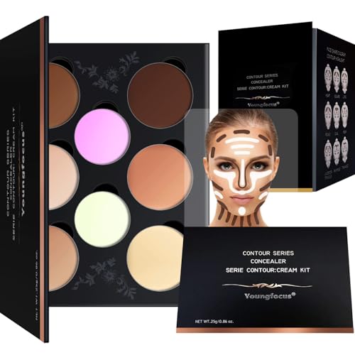 Youngfocus Pink Contour & Highlighter Makeup Palette - 8 Color Vegan Cruelty-Free Face Sculpting Kit for Beginners