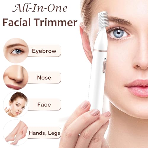 LAIKME Eyebrow Trimmer Razor for Women - Electric Eye Brow Trim Shaver - Painless Brow Trimming Rechargeable Facial Hair Removal for Eyebrows Chin Peach Fuzz Lips Ear Face Neckline with Comb
