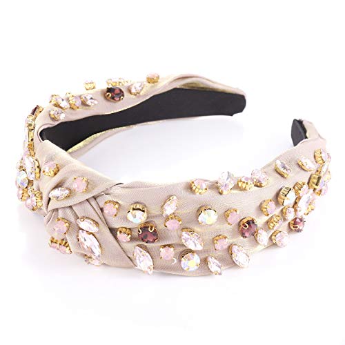 Crystal Velvet Knotted Headband with Rhinestones for Women