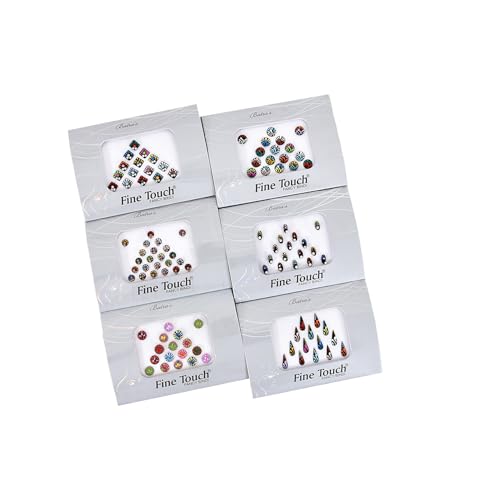 Long Round Hand-Printed Designer Bindi Set for Women - Bridal & Festival Wear, Skin-Friendly, 4 Packs
