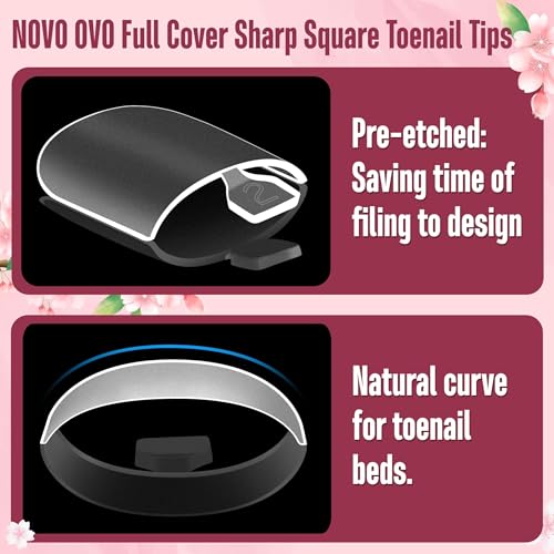 NOVO OVO Sharp Square Toe Nail Tips - 240 Pcs Full Cover Gel Set