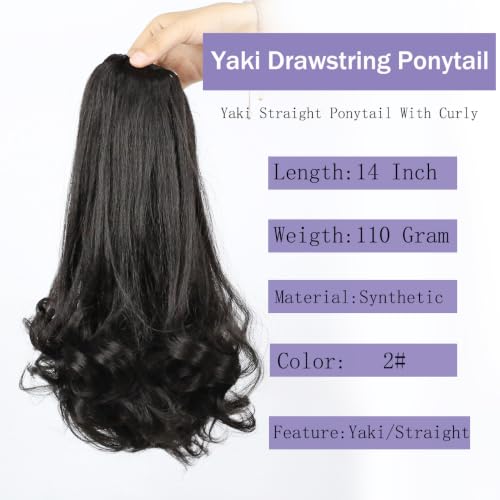 16-Inch Kinky Yaki Drawstring Ponytail - Natural Synthetic Hair Extension