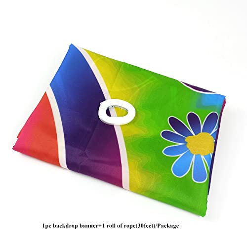 Retro Hippie Backdrop Banner - 71x44 Inch Polyester for 60's Party