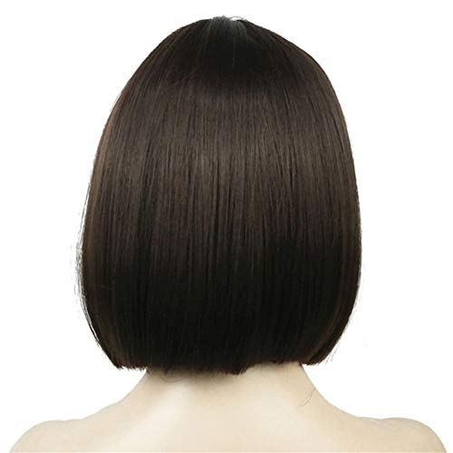 Aimole 8" Short Straight Bob Wig with Bangs - Chestnut Brown (#6)