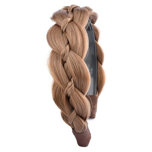 Wide Braided Headband with Teeth - Medium Brown Synthetic Hair Accessory