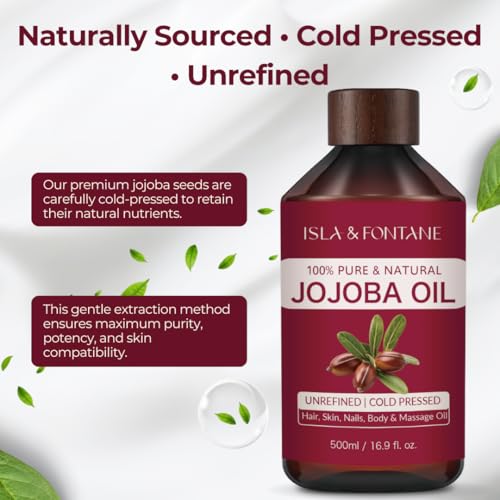 ISLA & FONTANE Jojoba Oil 500ml – 100% Pure & Natural Moisturizer