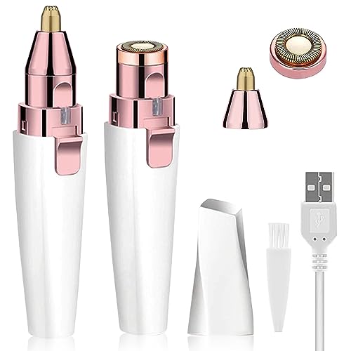 LAIKME White Facial Hair Remover & Eyebrow Trimmer 2-in-1 - Portable Rechargeable Epilator for Lips, Body, Chin, Arms, Legs