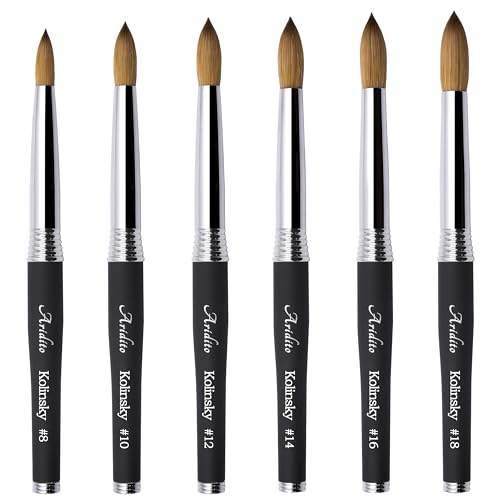 Kolinsky Acrylic Nail Art Brush #8 with Black Metal Handle