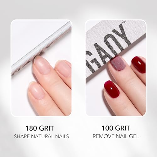 GAOY 10Pcs Professional Nail Files - 100/180 Grit Washable Emery Boards