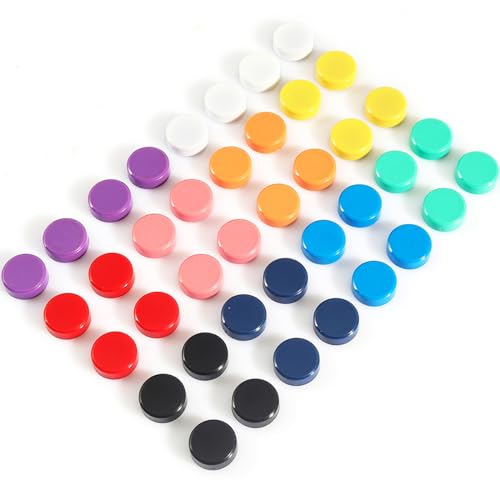 40 Pack Colorful Fridge Magnets for Whiteboard & Locker - Strong Mini Round Magnets