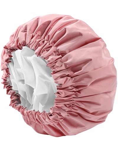 YIZIJIZI Double Layer Waterproof Shower Cap for Women - Extra Large