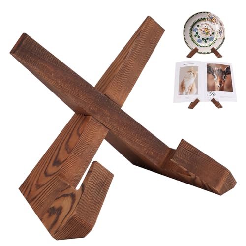 Adjustable Wooden Cookbook Stand - Carbonized Pine Recipe Holder
