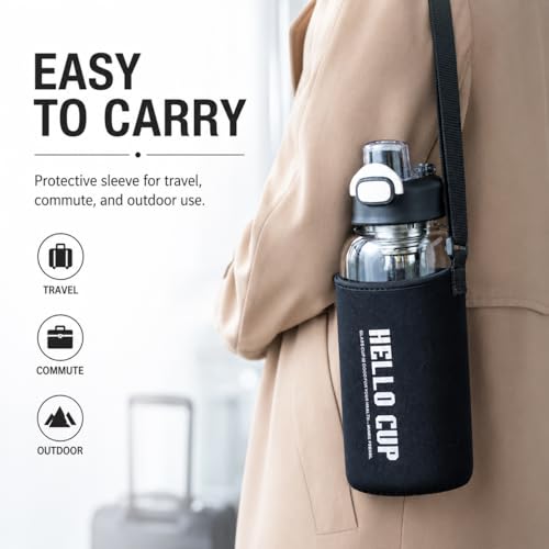 35oz Glass Water Bottle with Straw & Tea Infuser - BPA-Free, Leakproof