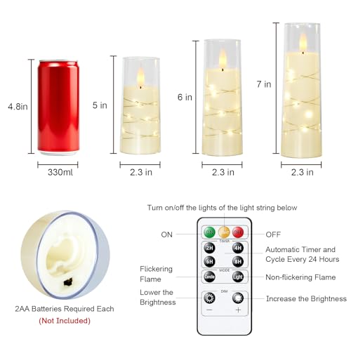 Raycare Flameless LED Pillar Candles Set with Remote Timer – Ivory