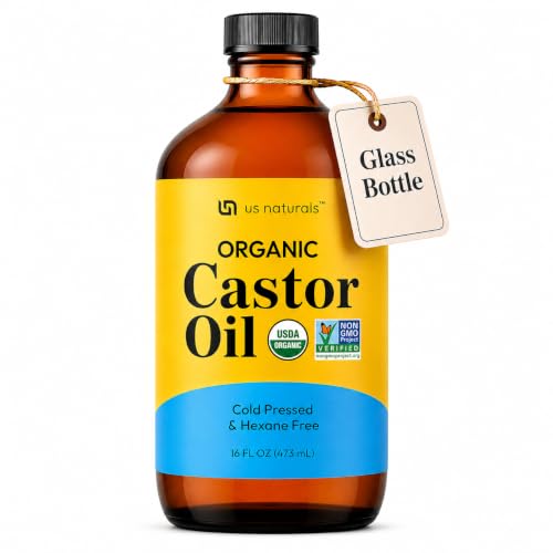 Us Naturals Organic Castor Oil 16 oz - Cold Pressed & Non-GMO