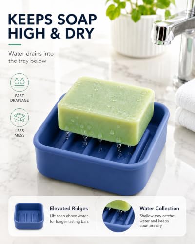 Square Travel Soap Case - Silicone Holder for Bar Soap