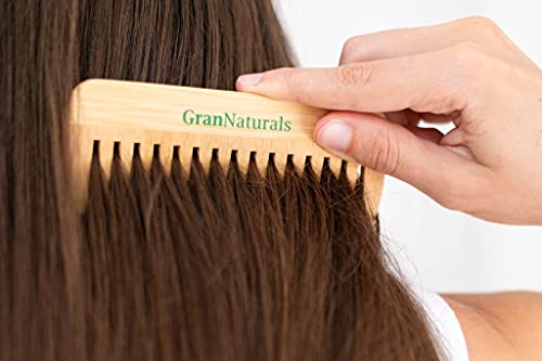 GranNaturals Wide Tooth Wooden Comb for Gentle Detangling