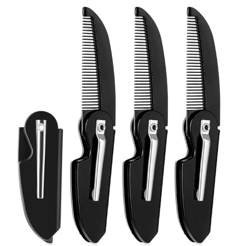 Ouligay Portable Folding Mustache Comb - 4pcs Mini Beard Grooming