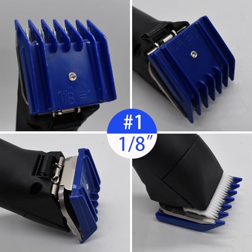 AIRERA 4-Piece A5 Animal Clipper Guard Comb Set - Navy - 1/8" to 1/2"