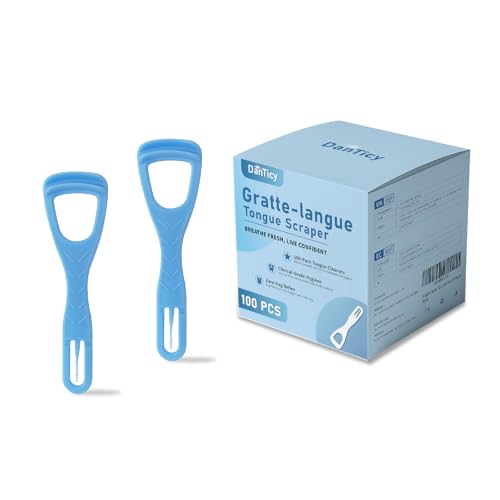 Disposable Tongue Scraper with Toothpick - 100 Pack for Fresh Breath & Oral Hygiene