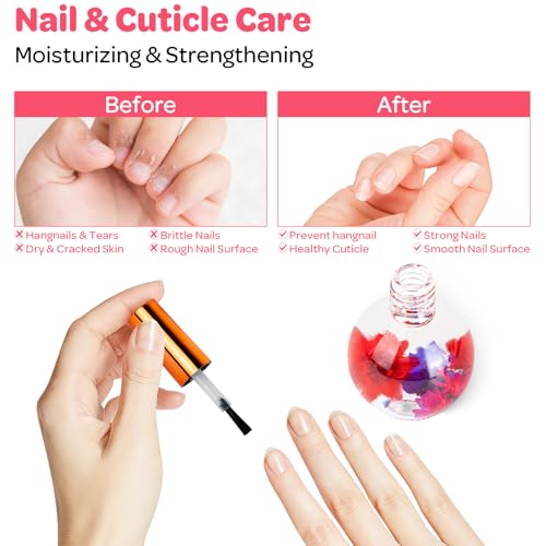 JIASHENG Rose Cuticle Oil with Real Flowers - 15ml Hydrating Nail Oil