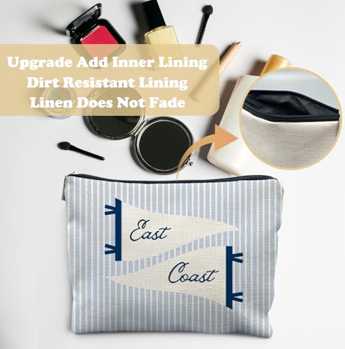 Elpwk Coastal-East Coast Nautical Striped Makeup Bag for Women - Beach & Travel Organizer