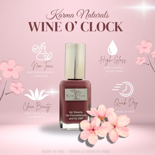 Karma Naturals Nail Polish - Vegan, Non-Toxic & Cruelty-Free (Wine O'Clock, 0.43 fl oz)