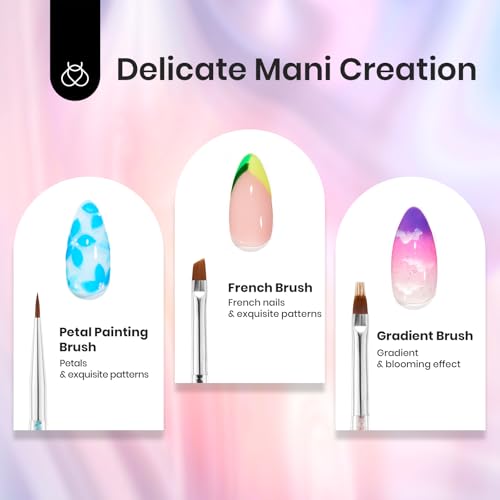 Beetles 8Pcs Double-Ended Nail Art Brush Set with Stickers