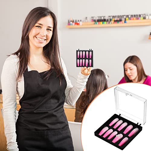 Black 15 Pcs Press-On Nail Box Set with Acrylic Display Case, Nail Organizer