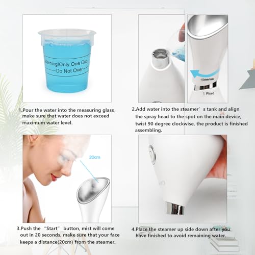 Nano Ionic Facial Steamer with Skin Care Kit - Warm Mist Pore Moisturizer