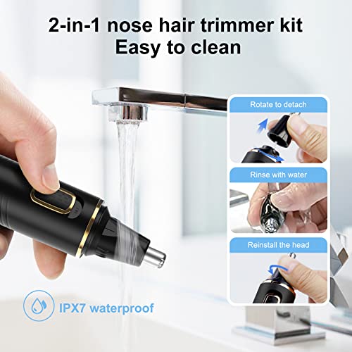 XOOMRSCP Nose Hair Trimmers for Men£¬Rechargeable Hair Trimmer 2 in 1 Painless Multifunctional Ear and Nose Hair Trimmer with IPX7 Waterproof Dual Edge Blades (Black)