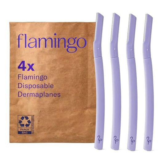 Flamingo Dermaplane Razor, Face Razors for Women, Disposable, 1 count, Pack of 4
