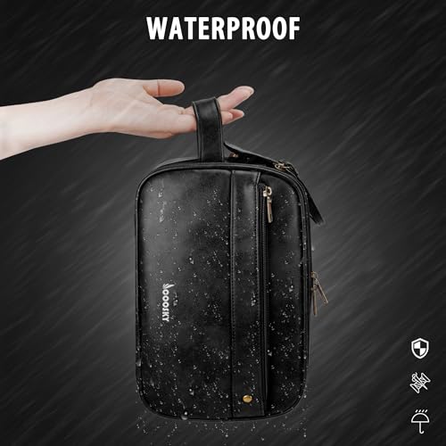 COOSKY Large Water-Resistant Travel Toiletry Bag with Leak-Proof Bottles, Hanging Organizer for Men & Women, Black