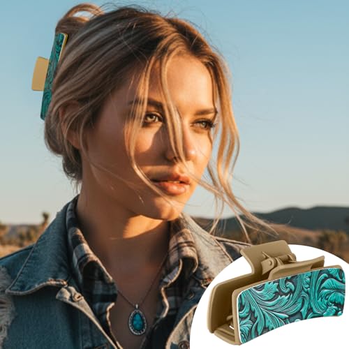 8 Stylish Western Leather Hair Claw Clips - Cow Print Design
