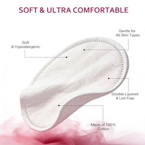 600 PCS Cotton Rounds?100 Count (Pack of 6)-Soft, Absorbent, 100% Pure Cotton Face Pads for Makeup Removal, Skincare, Skin Care and Gentle Facial Cleansing - Lint Free Stitched Pads