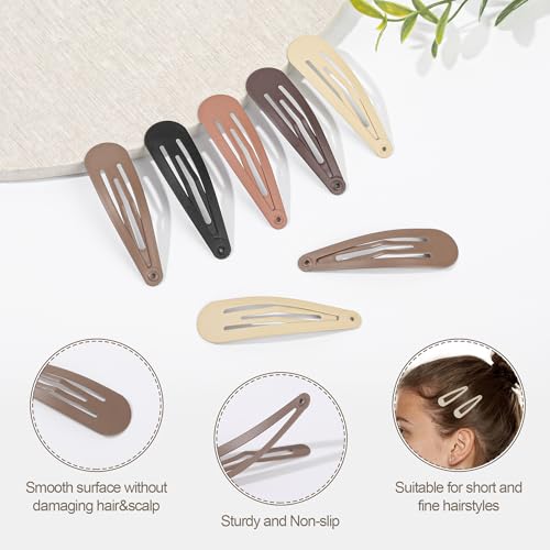 100 Pcs No-Slip Metal Snap Hair Clips for Women & Girls - Matte Colors