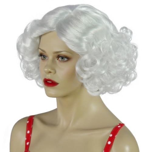 ANOGOL Blonde 613 Short Curly White Wig Bob Wigs for Women - Platinum Blonde, Style Variation Blonde1