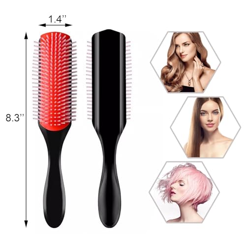 Quacc 9-Row Detangling Hair Brush for Curly Hair - Wet & Dry