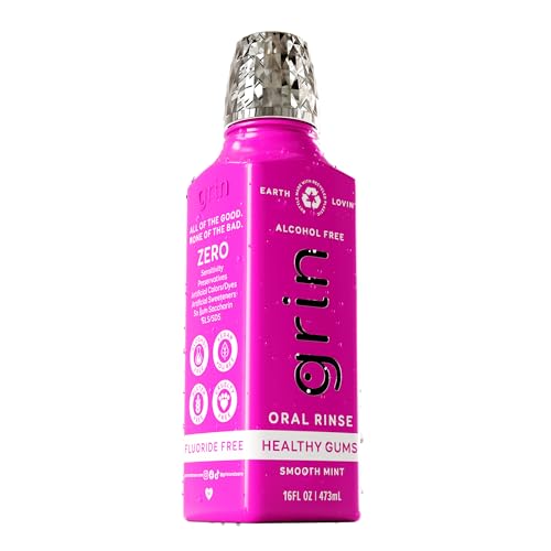 Grin Healthy Gums Oral Rinse - Alcohol-Free Mint Mouthwash 16 Fl Oz