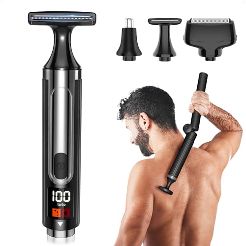 NUBACK Electric Back Shaver for Men, 3 in 1 Mens Back Shaver, Cordless Back Hair Trimmer for Men with Extendable Long Handle, Self-Service Body Groomer Razor with Wider Blade