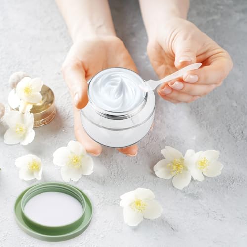 6 Pack 8oz Clear Plastic Cosmetic Jars with Spatulas - Refillable Body & Face Cream Containers