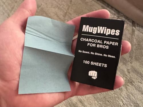 MugWipes Charcoal Face Wipes for Men – Oil & Shine Control, 100 Pack